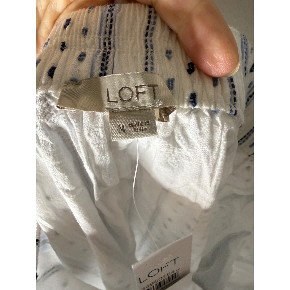 NWT loft clip tiered pull on mini skirt white blue size m - Picture 4 of 6